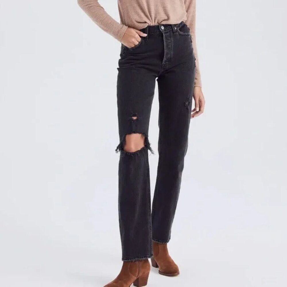 Abercrombie High Rise Dad Jeans Distressed